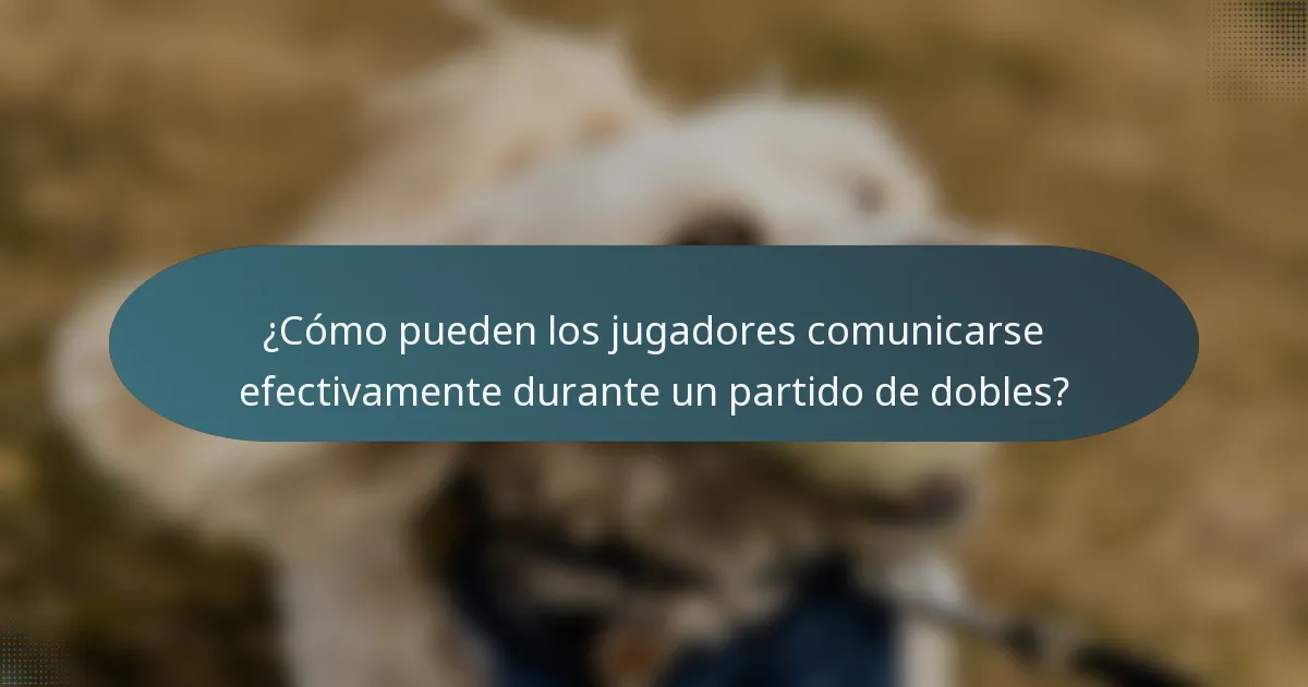 ¿Cómo pueden los jugadores comunicarse efectivamente durante un partido de dobles?