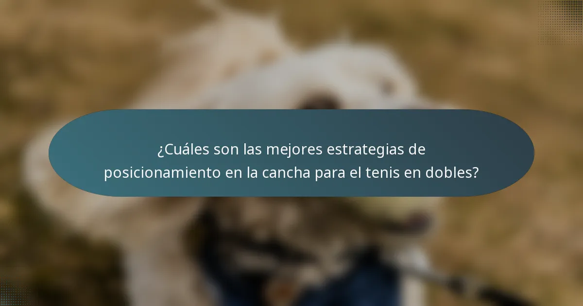 ¿Cuáles son las mejores estrategias de posicionamiento en la cancha para el tenis en dobles?