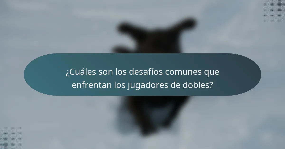 ¿Cuáles son los desafíos comunes que enfrentan los jugadores de dobles?